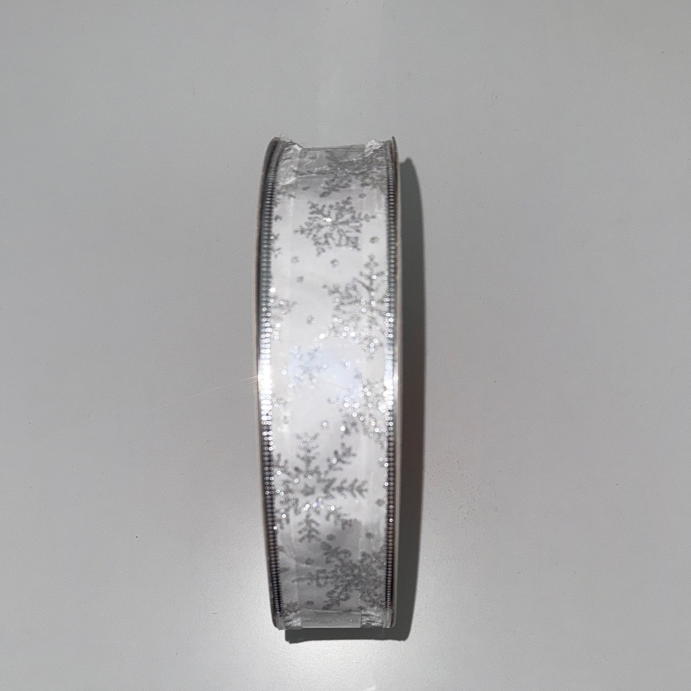 Celebrate It White and Silver Snowflake Ribbon